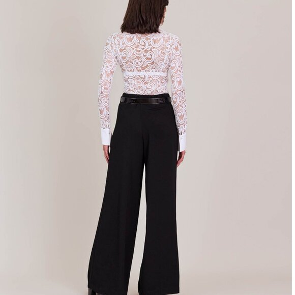 Anne Fontaine Paris Lys Stretch Lace Abstract Button Up Blouse size 42/10 US - Picture 3 of 12